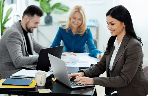 Professional education advisors collaborating to guide students with study abroad admissions and global opportunities.